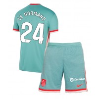 Atletico Madrid Robin Le Normand #24 Fußballbekleidung Auswärtstrikot Kinder 2024-25 Kurzarm (+ kurze hosen)